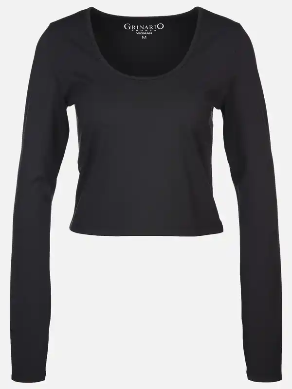 Bild 1 von Damen Sport Cropped Top mit langem Arm Schwarz