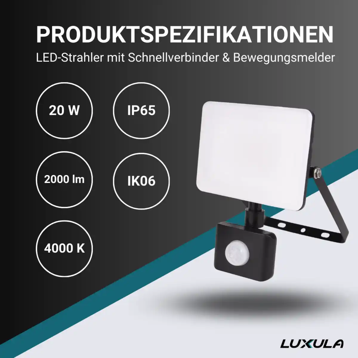 Bild 2 von LED-Fluter mit Schnellverbinder & Bewegungsmelder, white cover, 20 W, 4000 K (neutralweiß)
