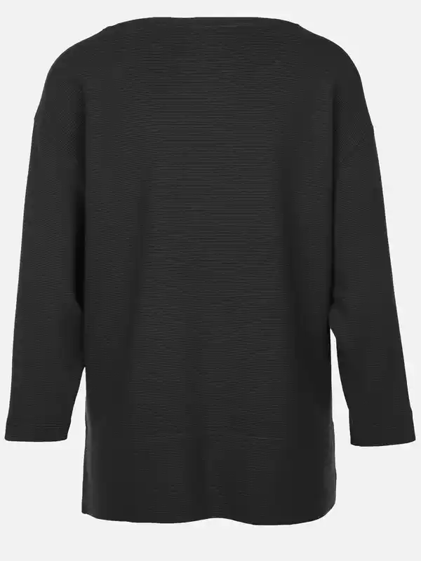 Bild 2 von Damen Ottoman Shirt in Ripp-Optik Schwarz
