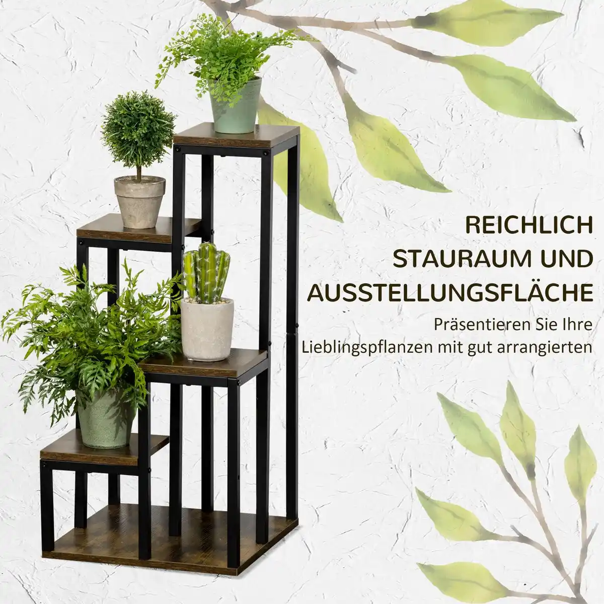 Bild 4 von Pflanzenregal mit 4 Ebenen, Multifunktionales Blumenregal für Outdoor