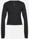 Bild 2 von Damen Sport Cropped Top mit langem Arm Schwarz