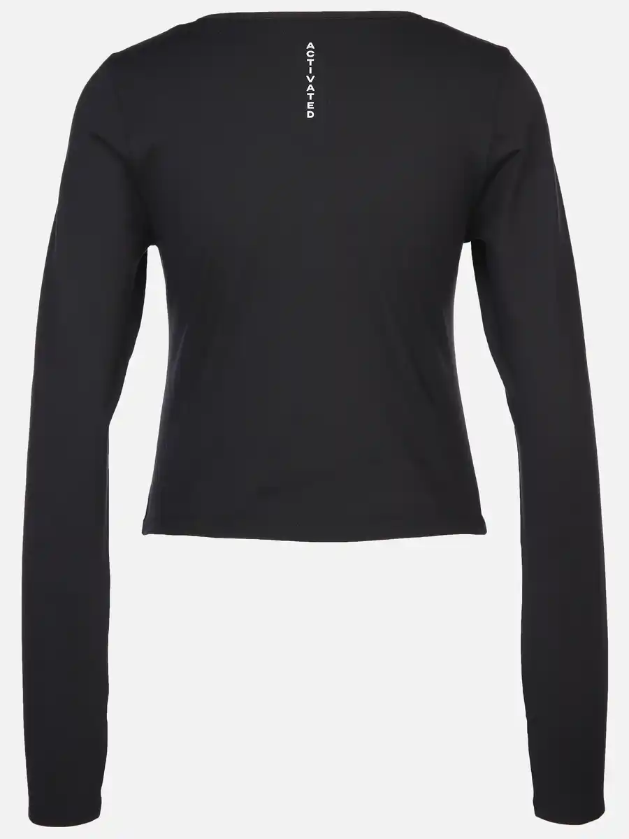 Bild 2 von Damen Sport Cropped Top mit langem Arm Schwarz