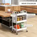 Bild 4 von Rollwagen, Servierwagen Aufbewahrungswagen mit 3 Etagen, Weiß