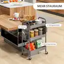 Bild 4 von Rollwagen, Servierwagen Aufbewahrungswagen mit 3 Etagen, Dunkelgrau