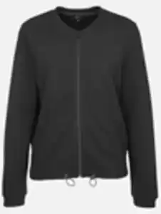 Damen Jaquard Blouson Schwarz