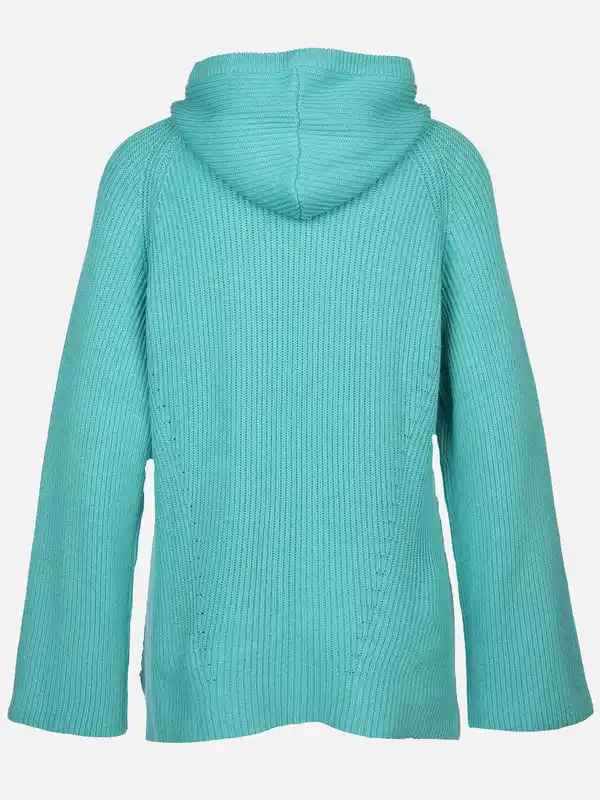 Bild 2 von Damen Strickpullover mit Kapuze Türkis