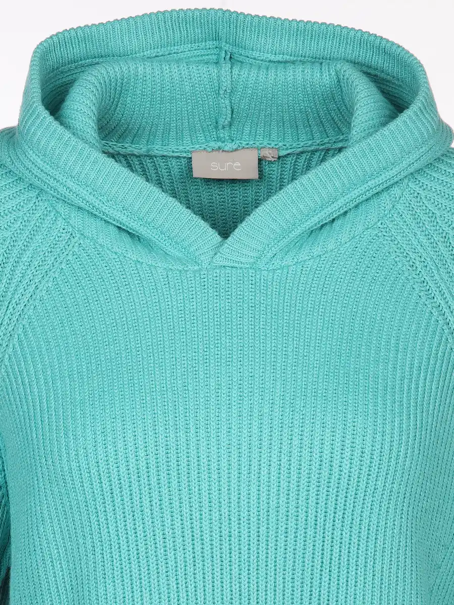 Bild 3 von Damen Strickpullover mit Kapuze Türkis
