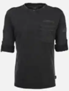 Herren Shirt mit Brusttasche und Stickerei Schwarz