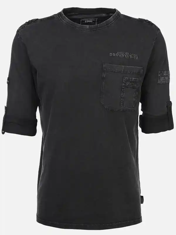 Bild 1 von Herren Shirt mit Brusttasche und Stickerei Schwarz