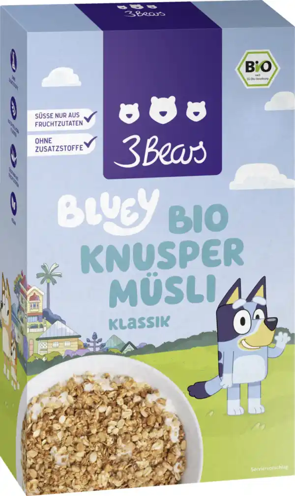 Bild 1 von 3Bears Bio Knuspermüsli Klassik Bluey, 325 g