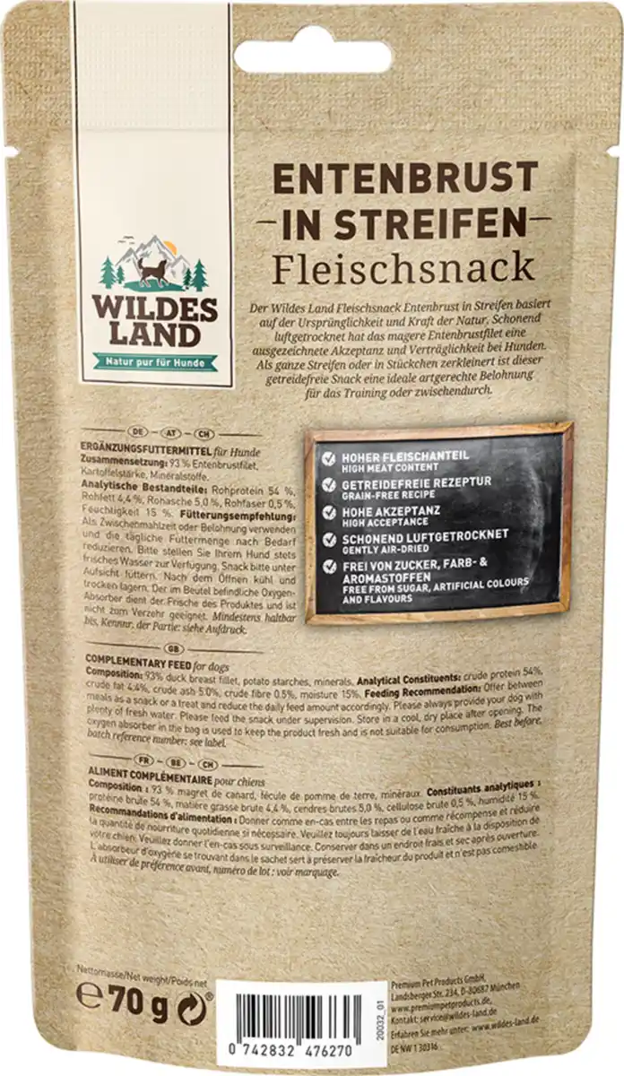 Bild 2 von Wildes Land Hundesnack Entenbrust in Streifen, 70 g