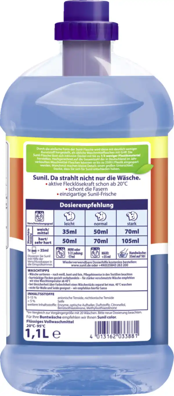 Bild 2 von Sunil aktiv Vollwaschmittel Flüssig 22 WL