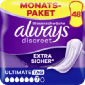 Always Monatspaket Discreet Inkontinenz Einlagen Ultimate Tag