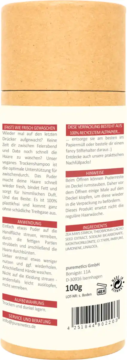 Bild 2 von puremetics Trockenshampoo Granatapfel, 100 g