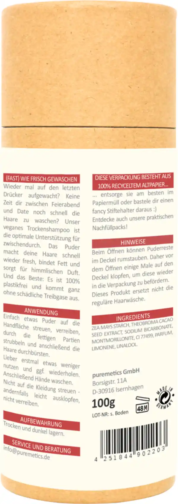 Bild 2 von puremetics Trockenshampoo Granatapfel, 100 g