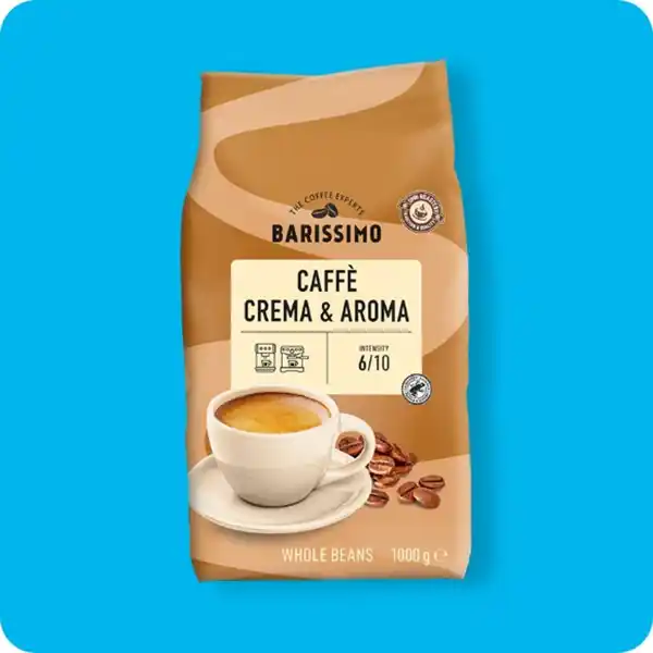 Bild 1 von BARISSIMO Espresso Cremoso, Caffè Crema & Aroma oder Caffè Crema Dolce, Rainforest Alliance-zertifiziert