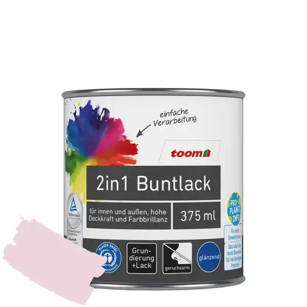 Bild 1 von toom 2in1 Buntlack 'Flamingo' rosa glänzend 375 ml