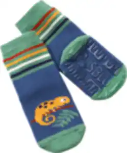 PUSBLU Stoppersocken mit Chamäleon-Motiv, grün & blau, Gr. 18/19