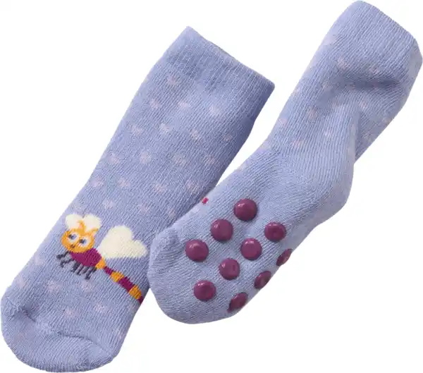 Bild 1 von PUSBLU ABS Socken mit Libellen-Motiv, flieder, Gr. 23/26