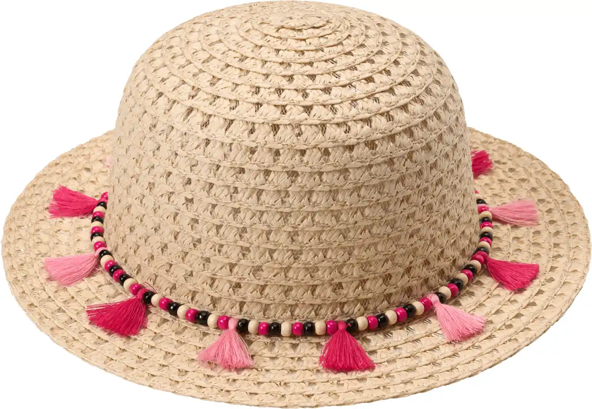 Bild 1 von PUSBLU Strohhut mit pinkem Hutband, beige, Gr. 54/55