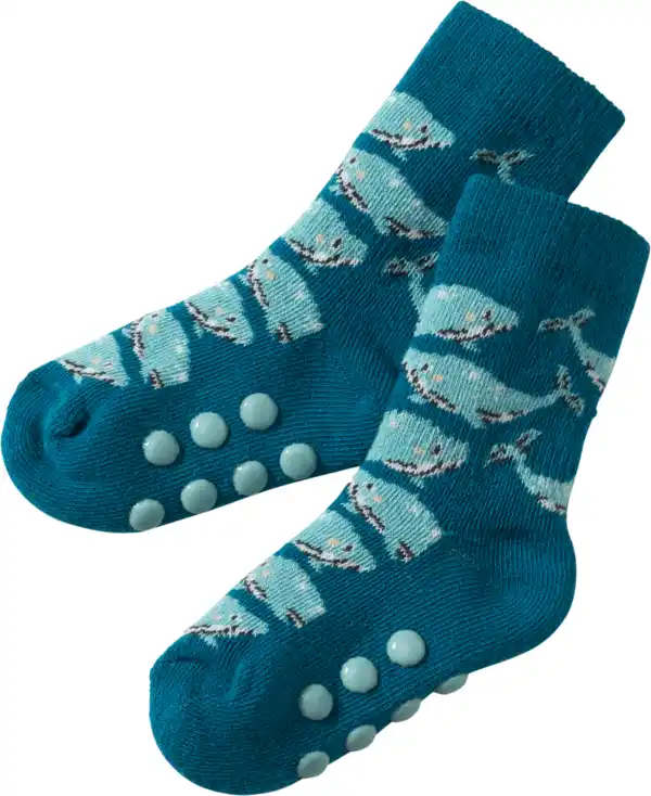 Bild 1 von PUSBLU ABS Socken mit Wal-Muster, blau, Gr. 18/19