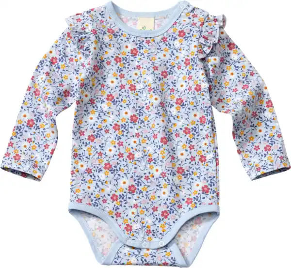 Bild 1 von ALANA Body Langarm Pro Climate mit Blumen-Muster, blau, Gr. 98/104