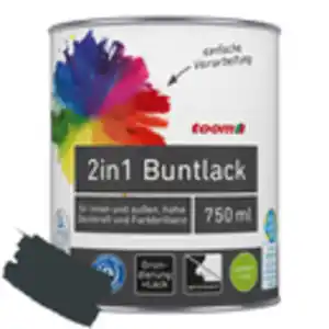 toom 2in1 Buntlack 'Schattenspiel' anthrazitfarben seidenmatt 750 ml