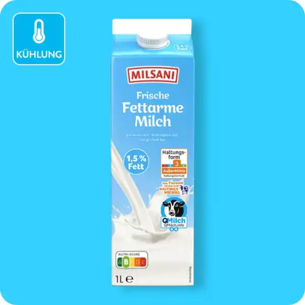 Bild 1 von MILSANI Frische Milch, Fettarm