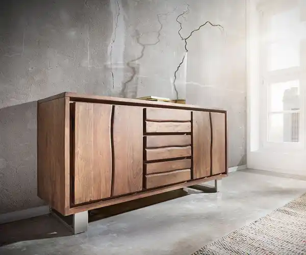 Bild 1 von Sideboard Live-Edge 147 cm Akazie Braun 3 Schübe 2 Türen