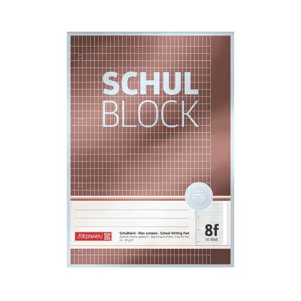 Bild 1 von Brunnen Schulblock A4 Lineatur 8F langkariert 50 Blatt