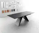 Bild 1 von Esstisch Edge 180-220x90cm Keramik Laminam®Nero Greco Anthrazit V-Mittelfuß Schwarz ausziehbar