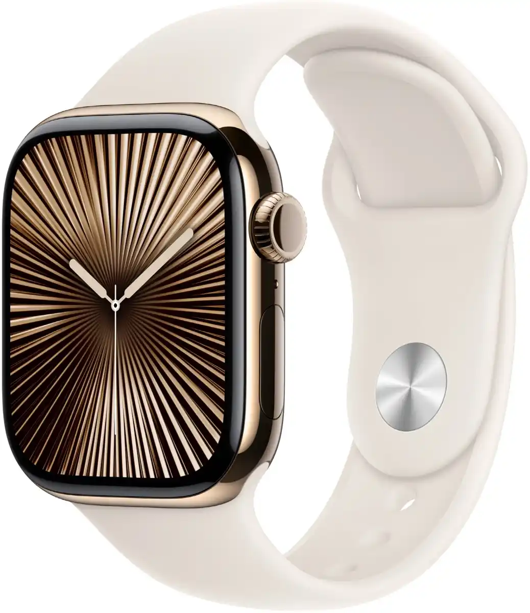 Bild 1 von Apple Watch Series 10 (42mm) GPS+4G Titan mit Sportarmband M/L gold/polarstern