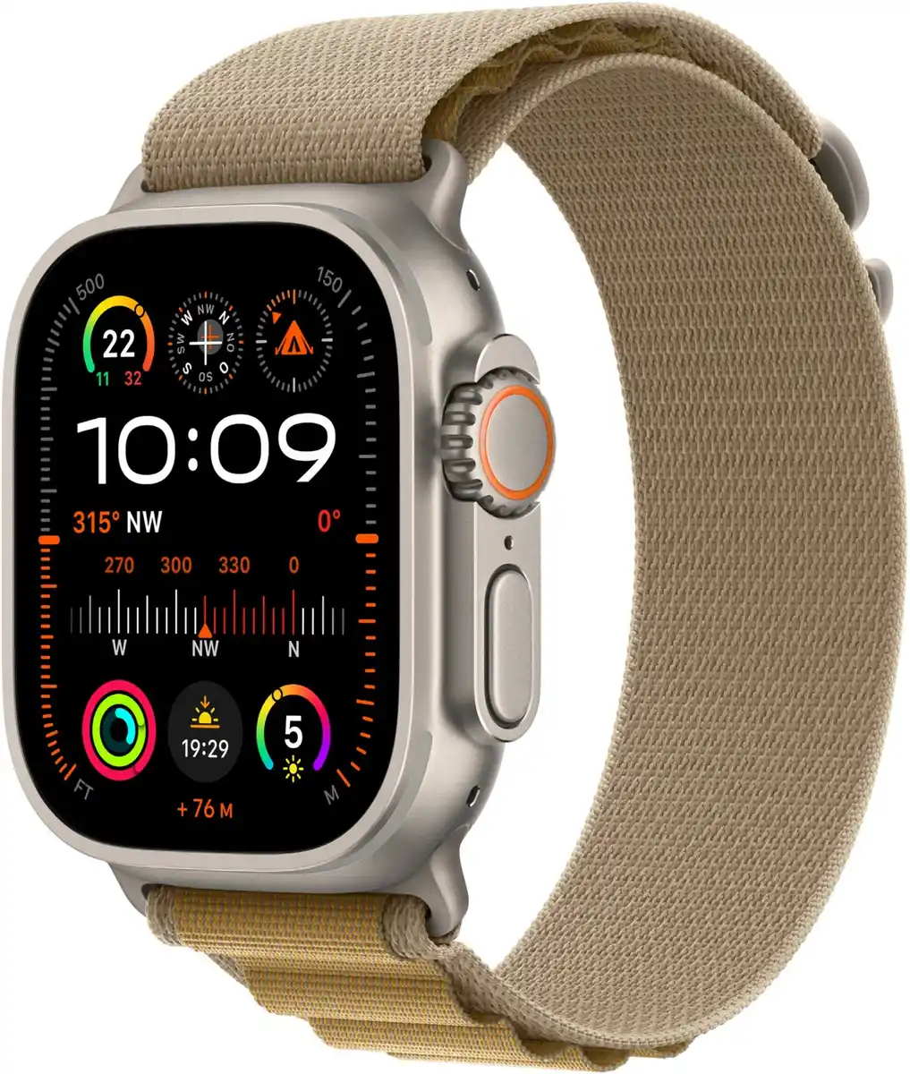 Bild 1 von Apple Watch Ultra 2 (49mm) GPS+4G Titan mit Alpine Loop Armband (S) natur/mandel