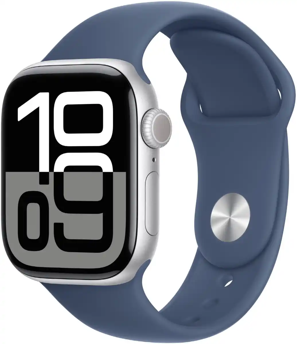 Bild 1 von Apple Watch Series 10 (42mm) GPS Aluminium mit Sportarmband S/M silber/denim