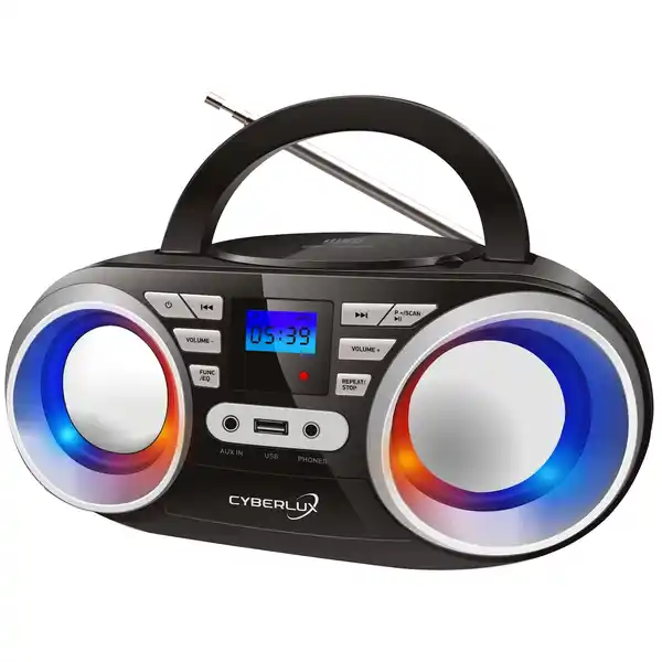 Bild 1 von Cyberlux CD-Player m. LED-Beleuchtung USB Kinder Radio Schwarz/Silber