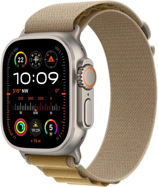 Bild 1 von Apple Watch Ultra 2 (49mm) GPS+4G Titan mit Alpine Loop Armband (M) natur/mandel