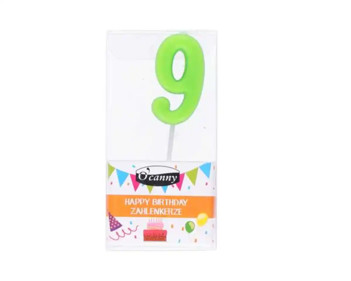 Bild 1 von Geburtstagskerze O'Canny, Zahl 9, sortiert