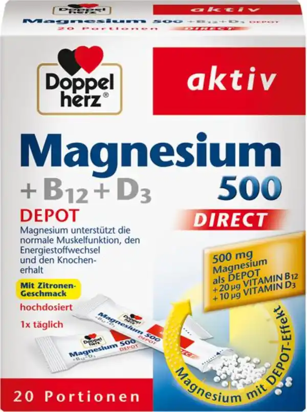 Bild 1 von Doppelherz aktiv Magnesium 500 Depot + B12 + D3