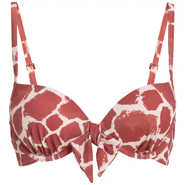 Bild 1 von Damen Bikinioberteil im Animal-Look DUNKELROT / CREMEWEISS