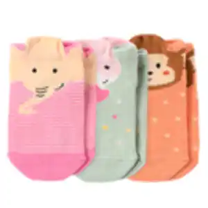 3 Paar Baby Sneaker-Socken PINK / HELLORANGE / MINTGRÜN