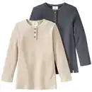 Bild 1 von 2 Kinder Langarmshirts aus Waffel-Piqué BEIGE / BLAUGRAU