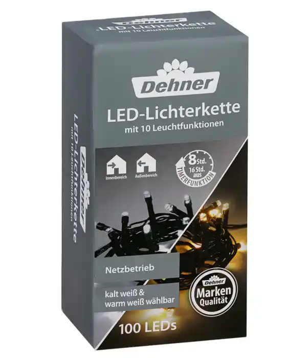 Bild 1 von Dehner LED-Lichterkette, 100 LEDs, warmweiß/kaltweiß