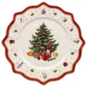 Villeroy & Boch Platzteller Toys Delight, Grün, Mehrfarbig, Rot, Weiß, Keramik, Weihnachten, rund, hitzebeständig, Essen & Trinken, Geschirr, Teller, Platzteller