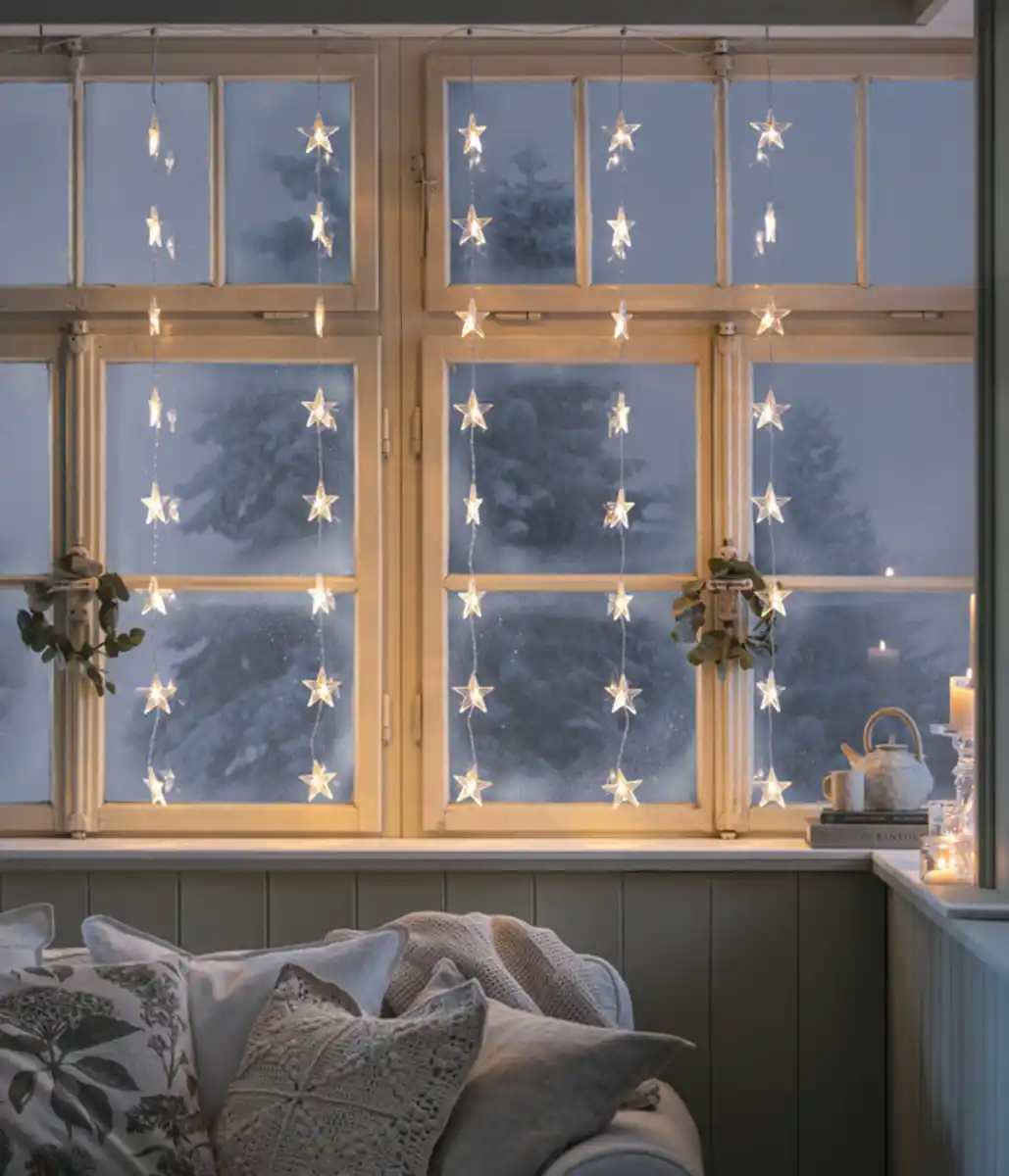 Bild 3 von Dehner LED-Lichtervorhang Stern, 40 LEDs, warmweiß