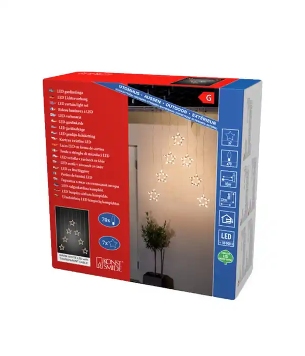 Bild 3 von Konstsmide LED-Lichtervorhang mit 7 Sternsilhouetten, 70 LEDs, warmweiß, ca. B72/H118 cm