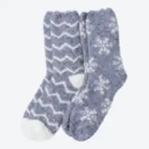 Damen-Kuschelsocken mit echter Ferse, 2er-Pack, Blue