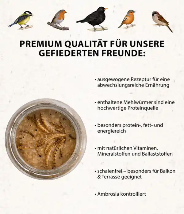 Bild 4 von Dehner Natura Erdnussbutter im Glas, Mehlwürmer, 8 x 340 g