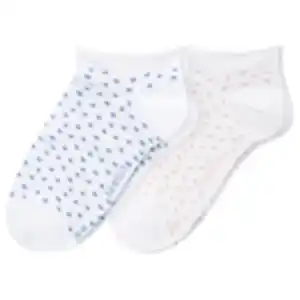 2 Paar Damen Sneaker-Socken mit Rollbündchen WEISS