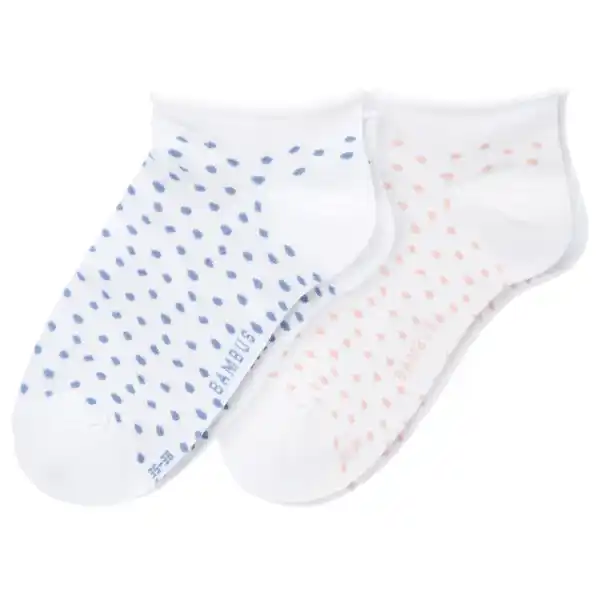 Bild 1 von 2 Paar Damen Sneaker-Socken mit Rollbündchen WEISS