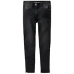 Mädchen Slim-Jeans mit High Waist SCHWARZ